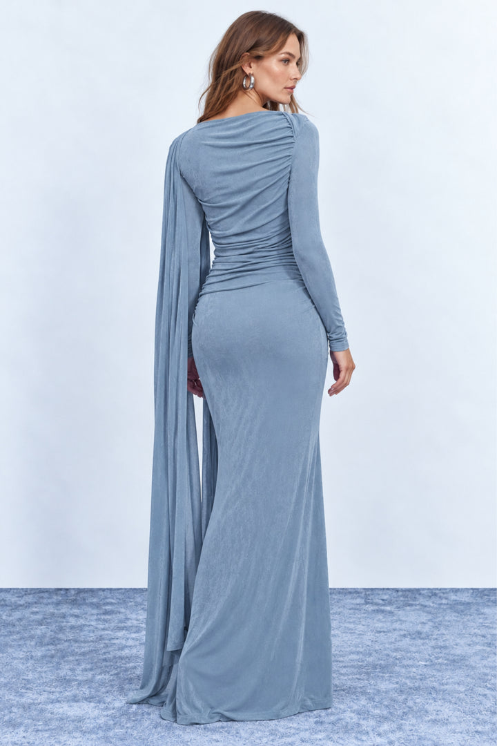ue long-sleeve cape knit dress
