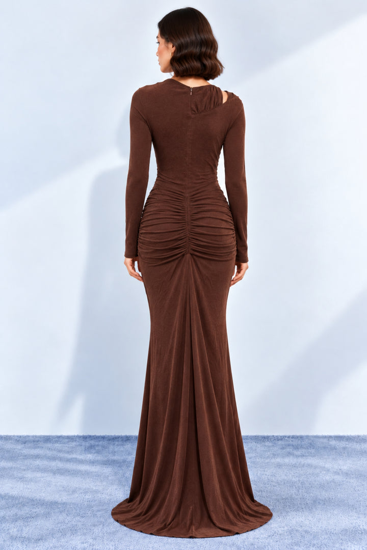 Women's brown long knitted dress