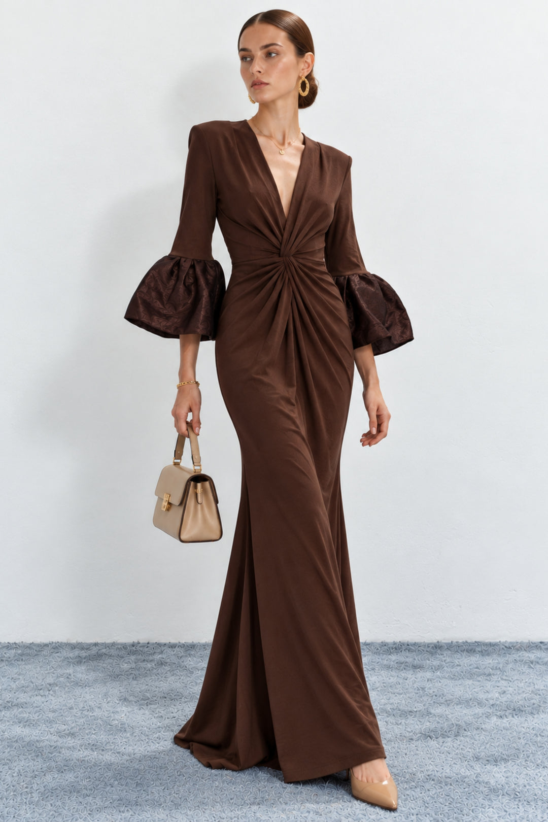 Elegant brown evening gown