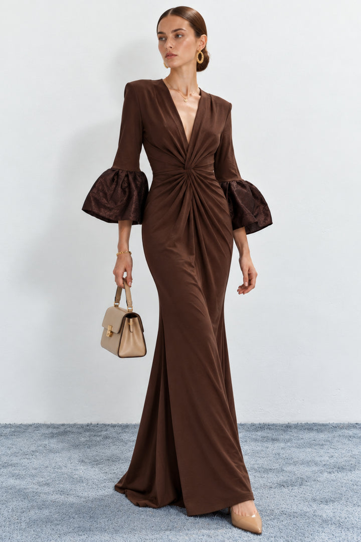 Elegant brown evening gown