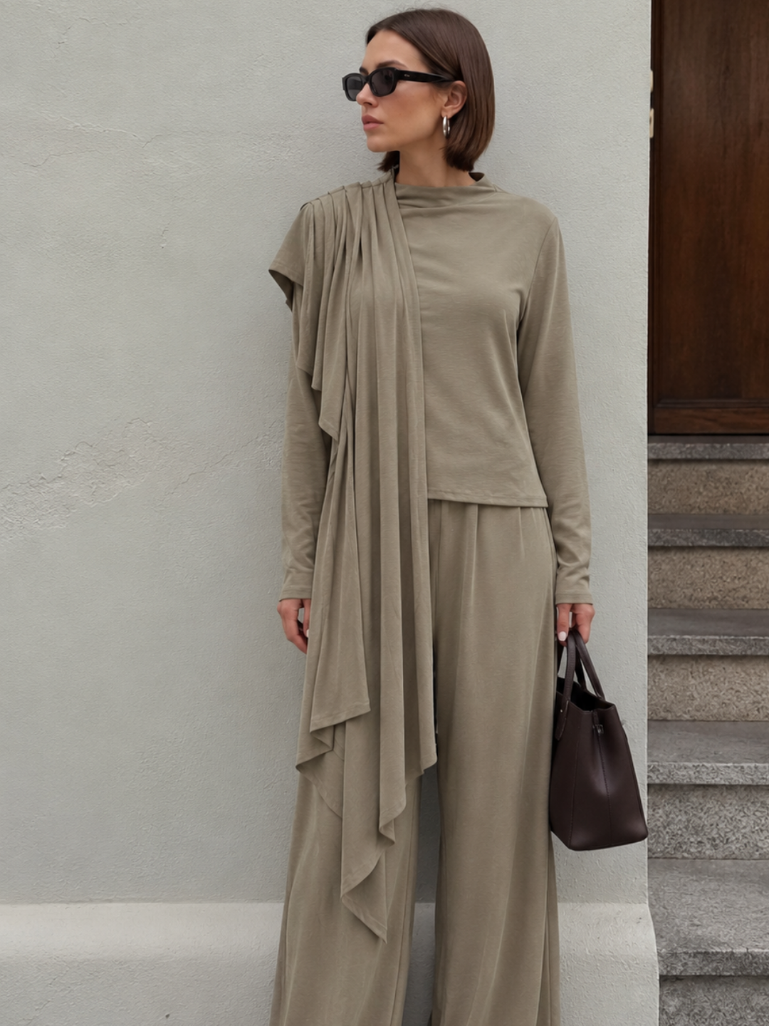 Elara Taupe Drape Co-ord