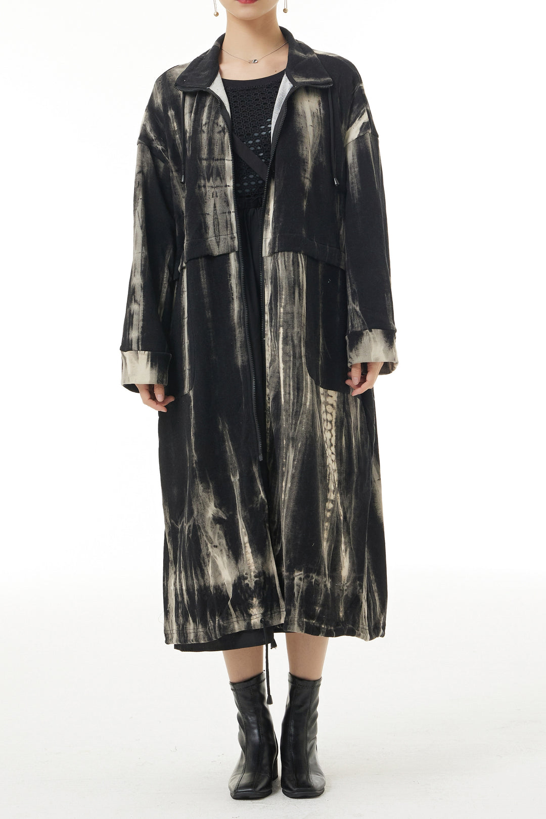 Marbel Illusion Trench Coat Dress