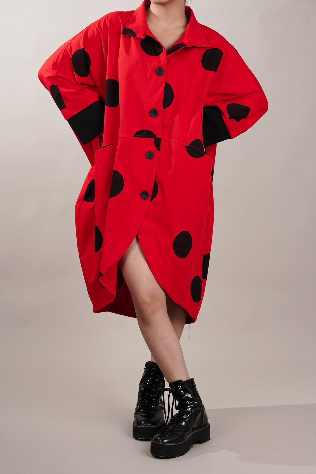Stylish blood red oversized dress for women