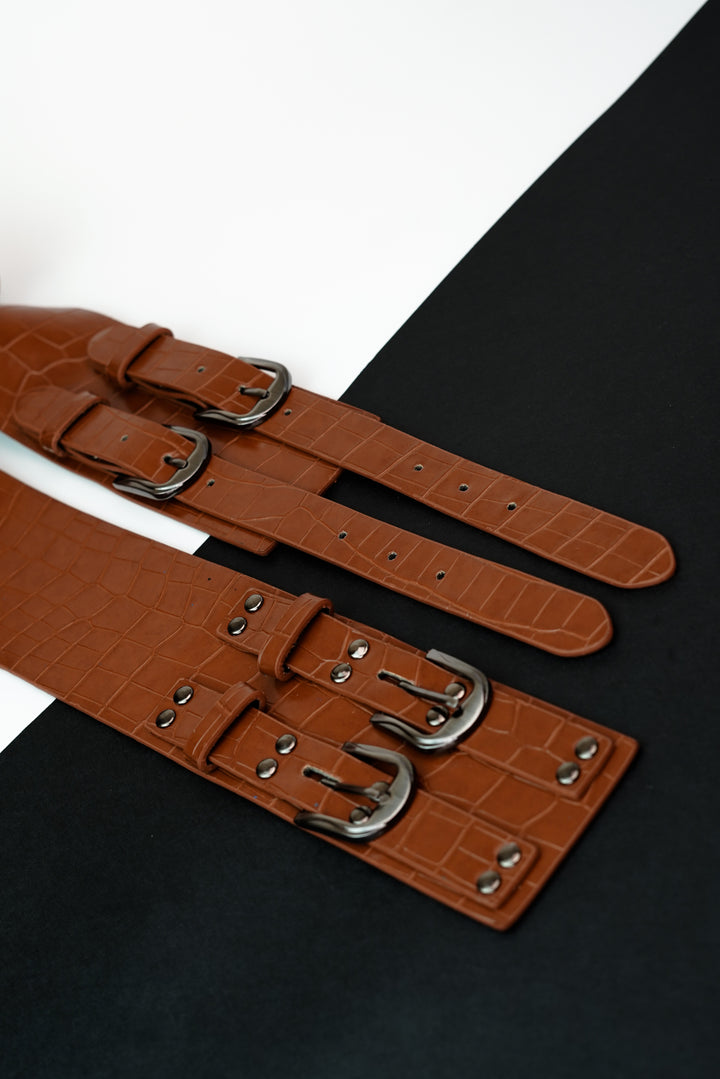 Sleek Double Dapper Leather Belt  Emphasizing Length