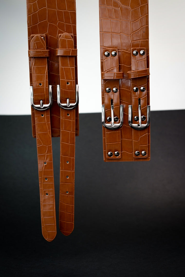 Luxurious Double Strap Long Line Leather Belt
