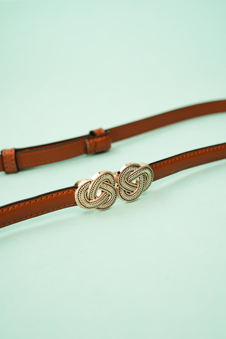 Trendy Waist Belt with Extended Knot Buckle Elements