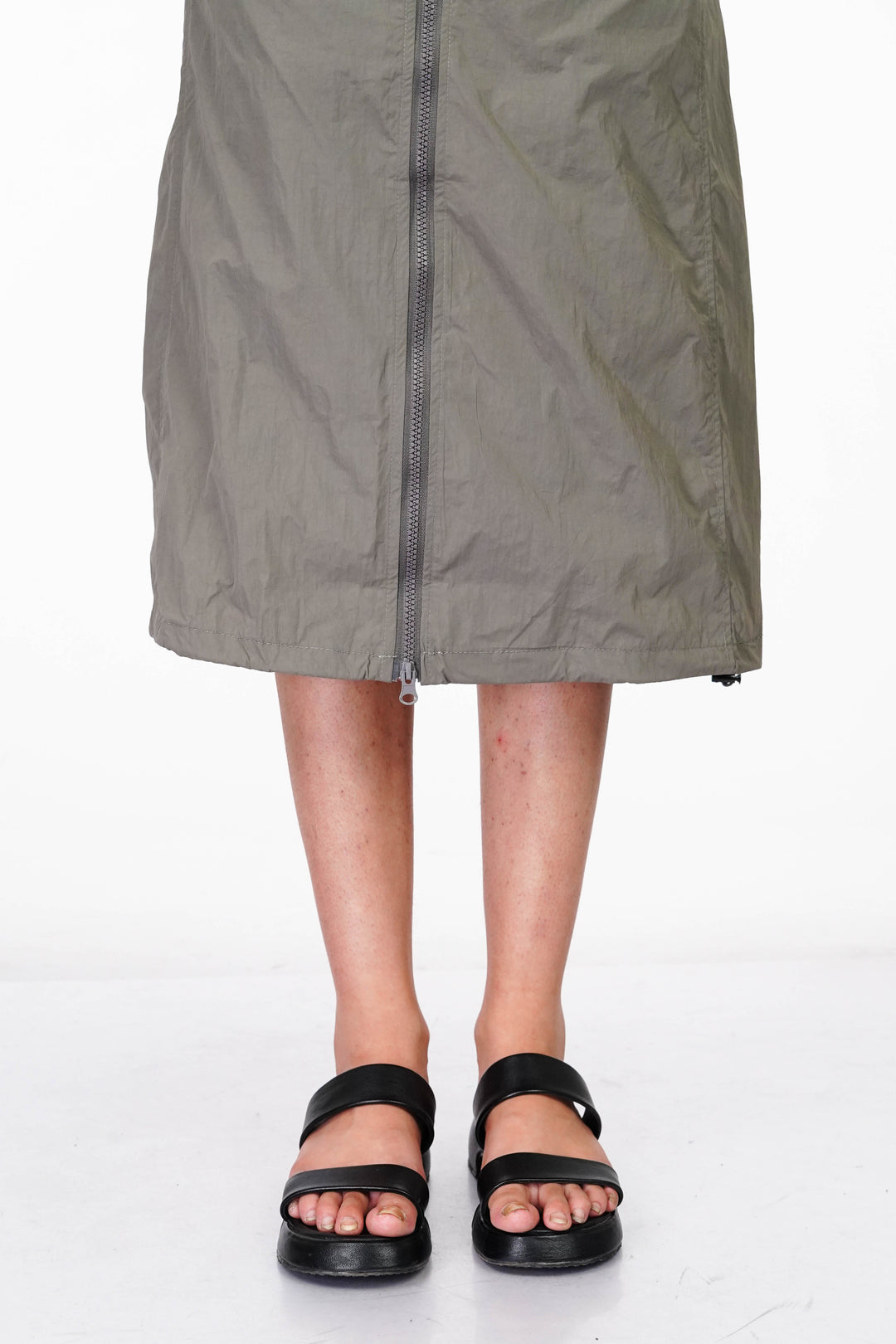 Grey Teak Double Slider Zipper Vest Dress