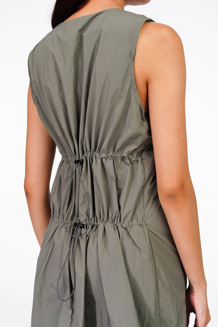 Grey Teak Double Slider Zipper Vest Dress