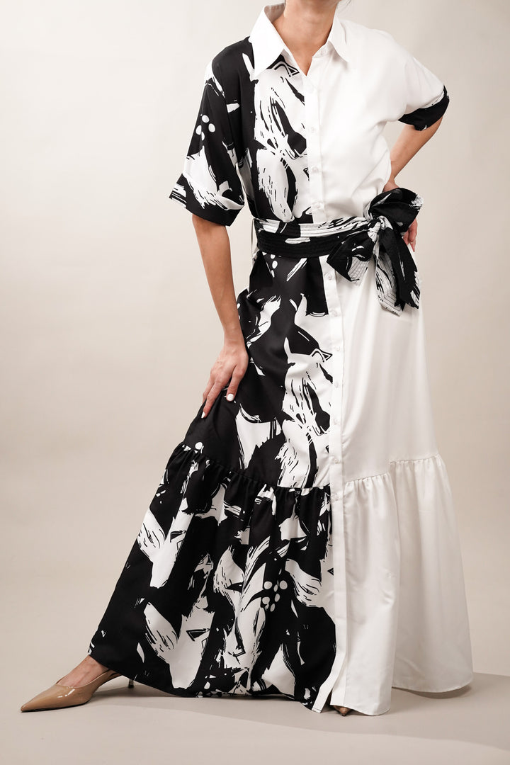 Fashionable casual wear maxi shirt dress