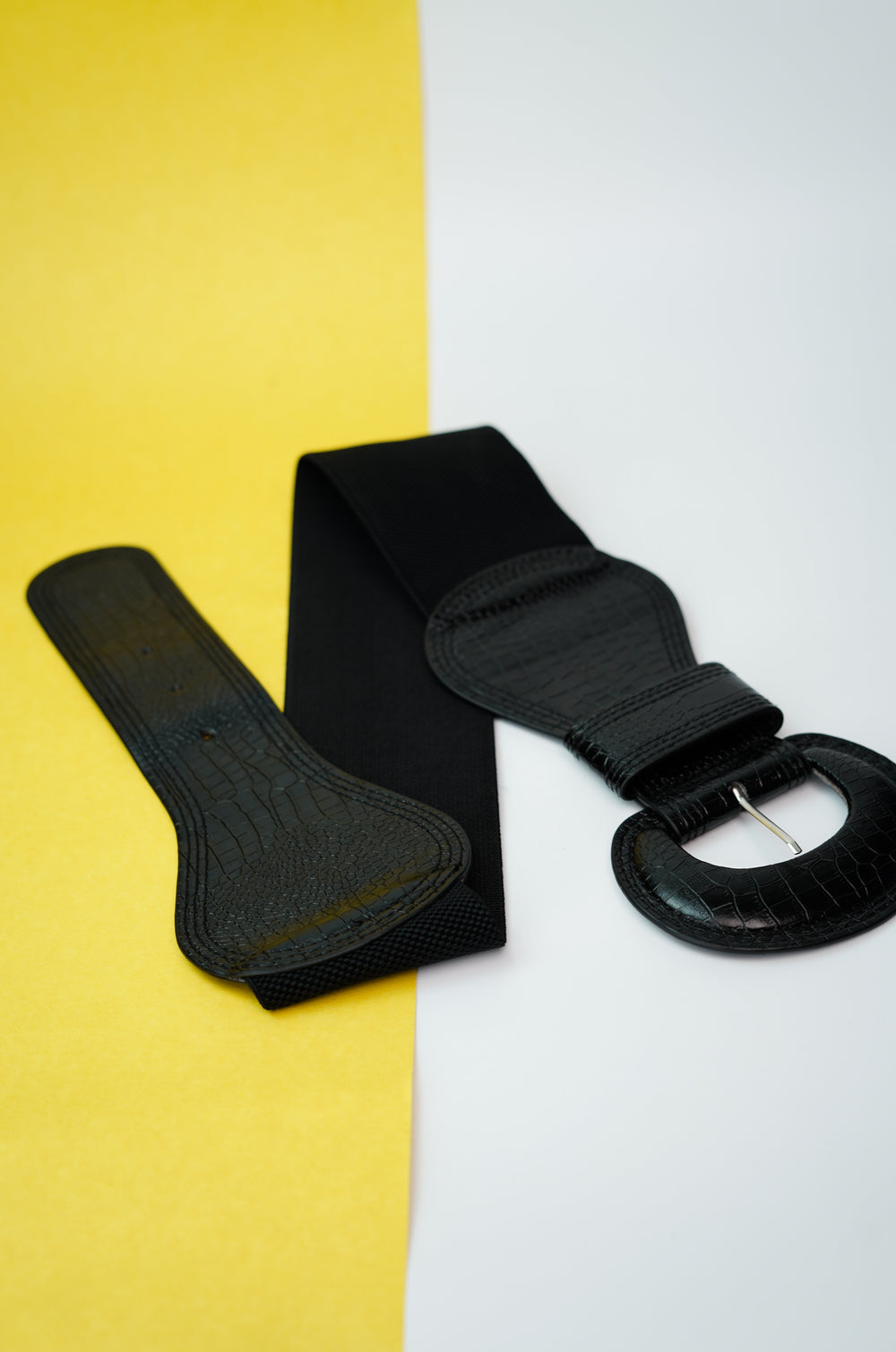 Designer women's elastic belt in black