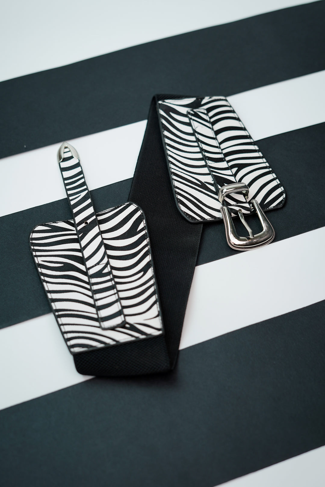 Zebra-Striped Fashion Accessory Belt