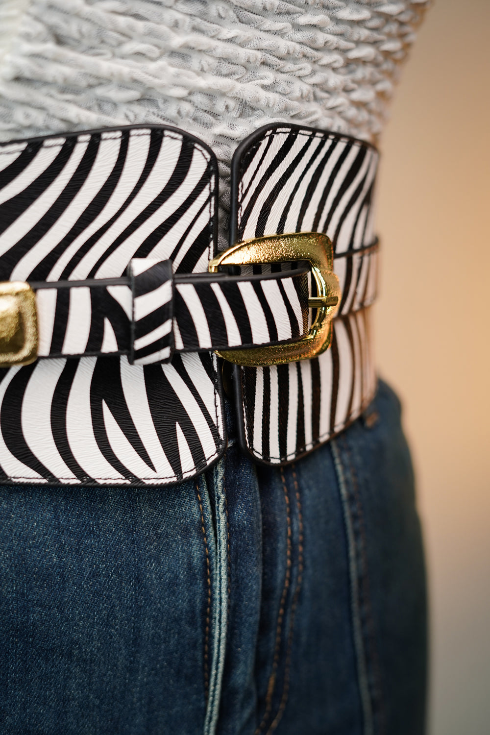 Wildly Stylish Zebra Patterned Wide Belt for Chic Outfits