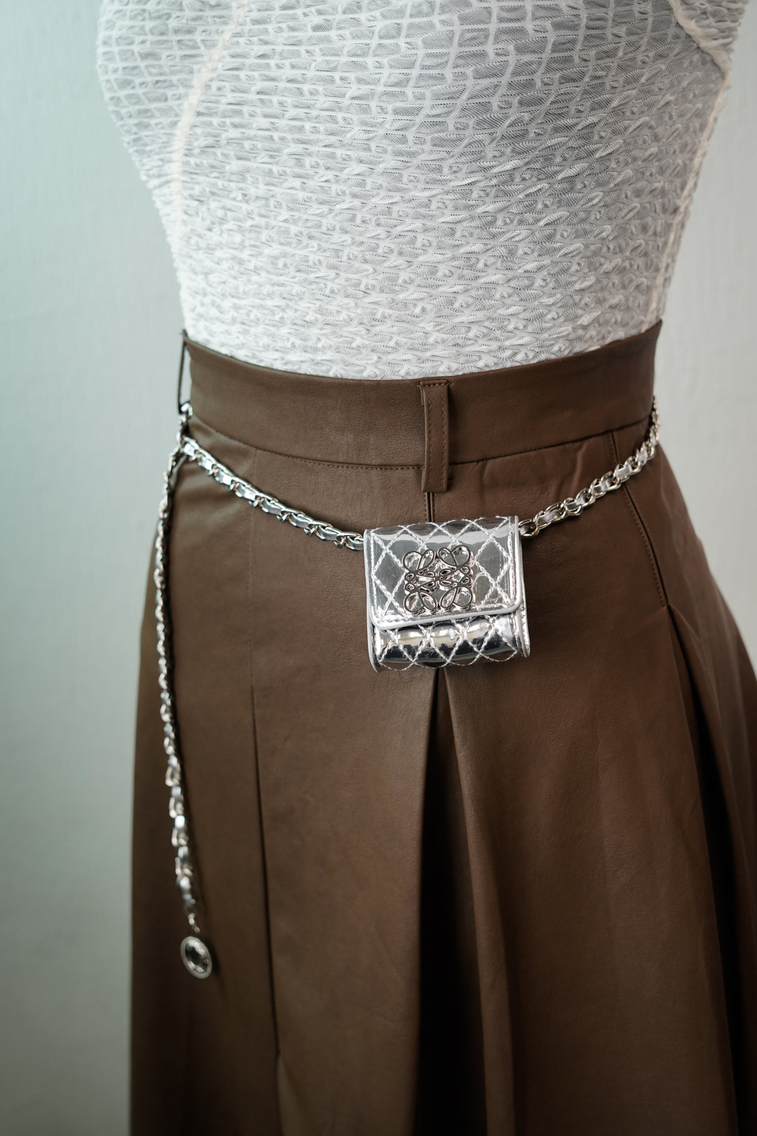 Chic Chain Waist Belt with Attached Mini Bag