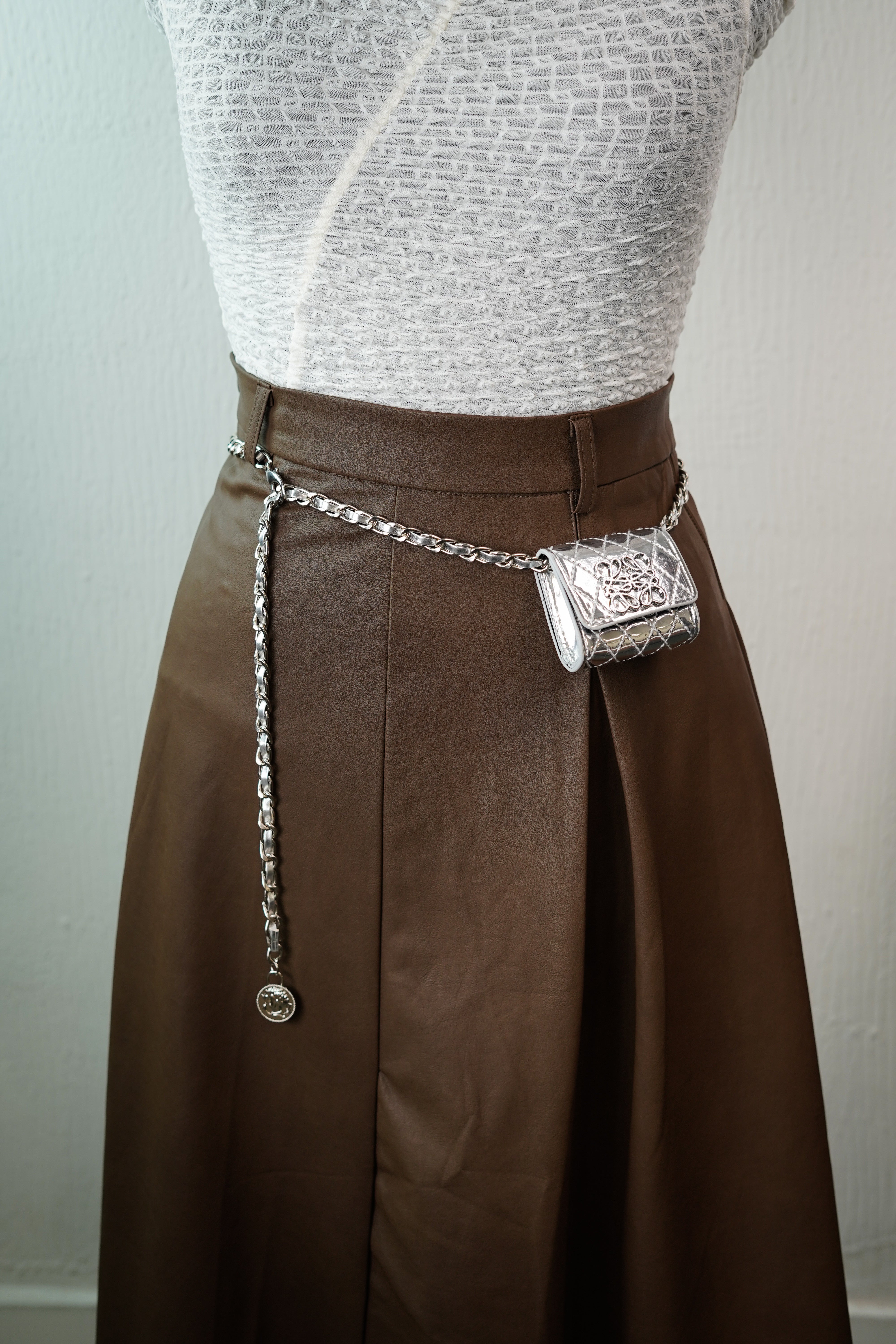 Chanel Super Mini Chain Waist Belt Bag Shoulder Pouch Black