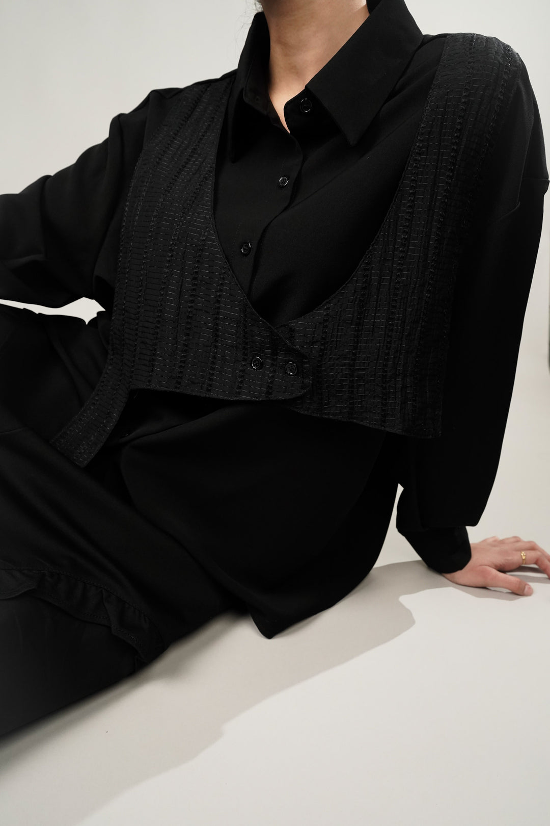 Flex Flare Black Culottes and Shirt Set