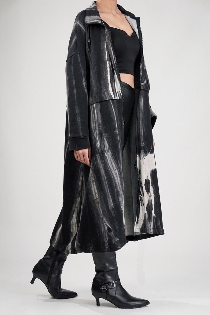 Marbel Illusion Trench Coat Dress