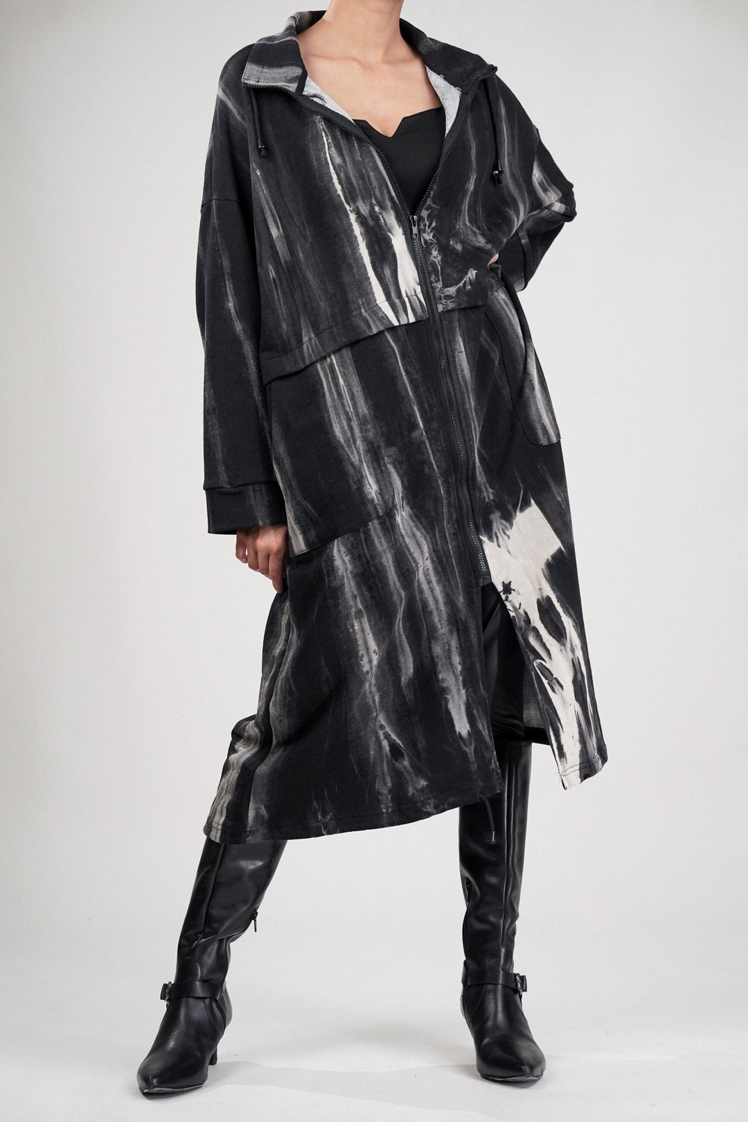 Marbel Illusion Trench Coat Dress