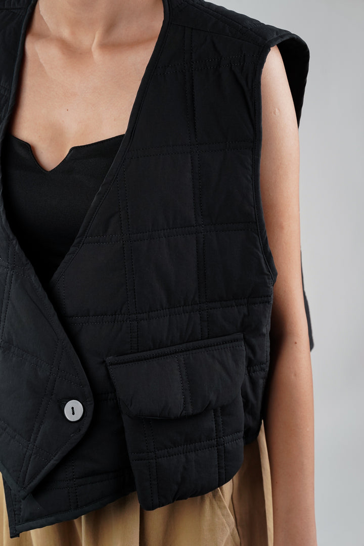 Ink Black Quilted Vest