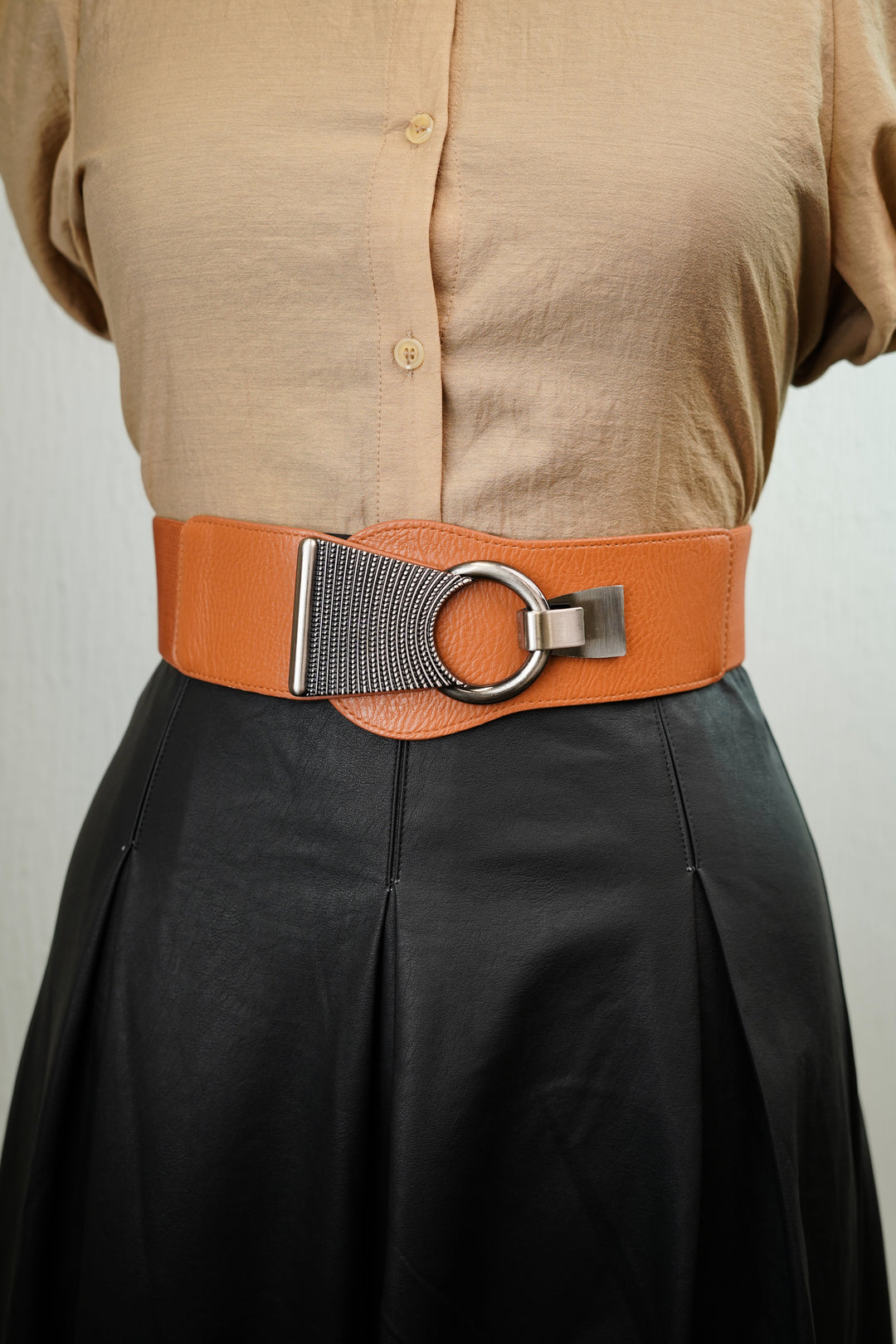 Stylish tan brown belt with 2.3" width