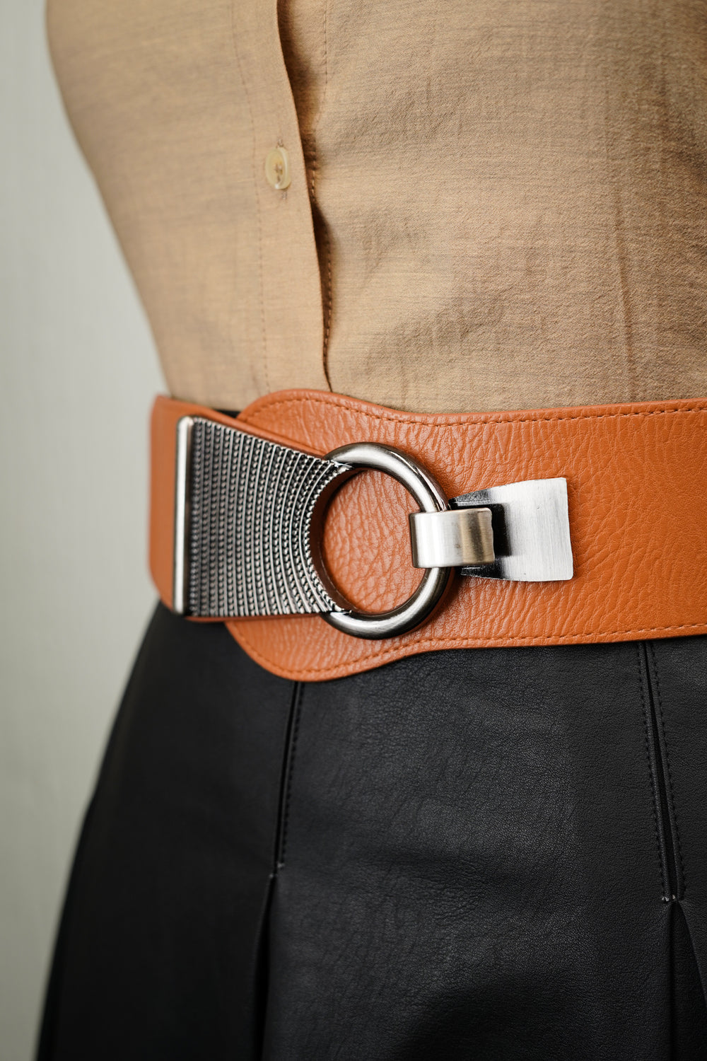Designer stretchable belt with interlock buckle