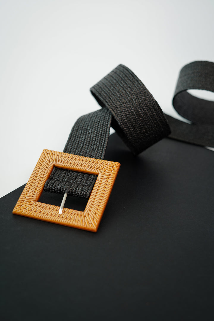 Coal  Appeal Crafted Stretchable Belt in Focus