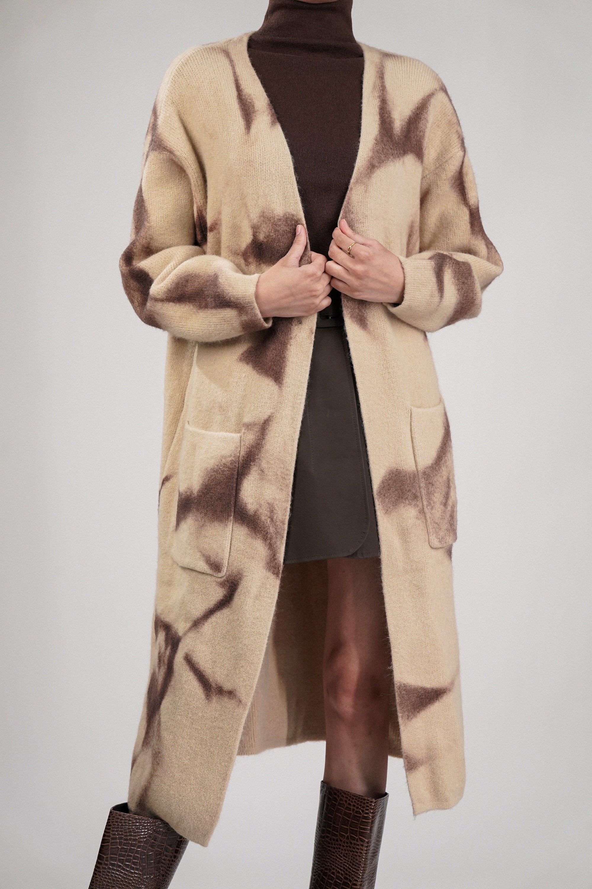 Beige Knitted Open Front Cardigan | Casual Wear – Nolabels