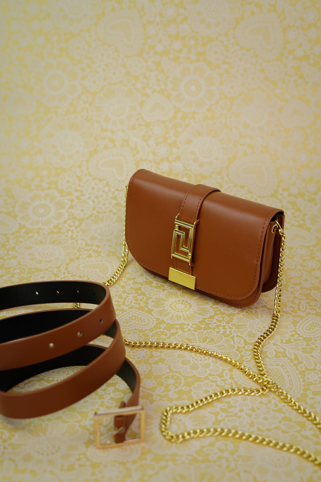 Elegantly Designed Rustic Rose Belt Bag with Floral Embellishments