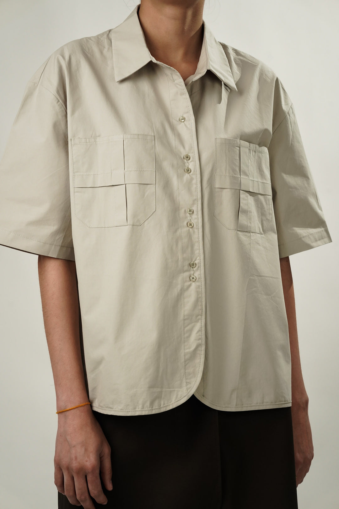 Neutral shade oversized summer shirt for women