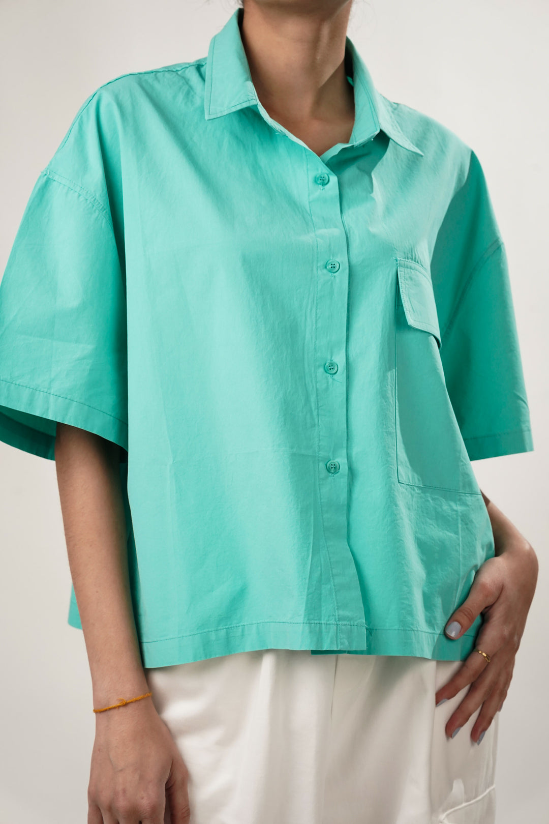 Aqua green oversized shirt for summer wear