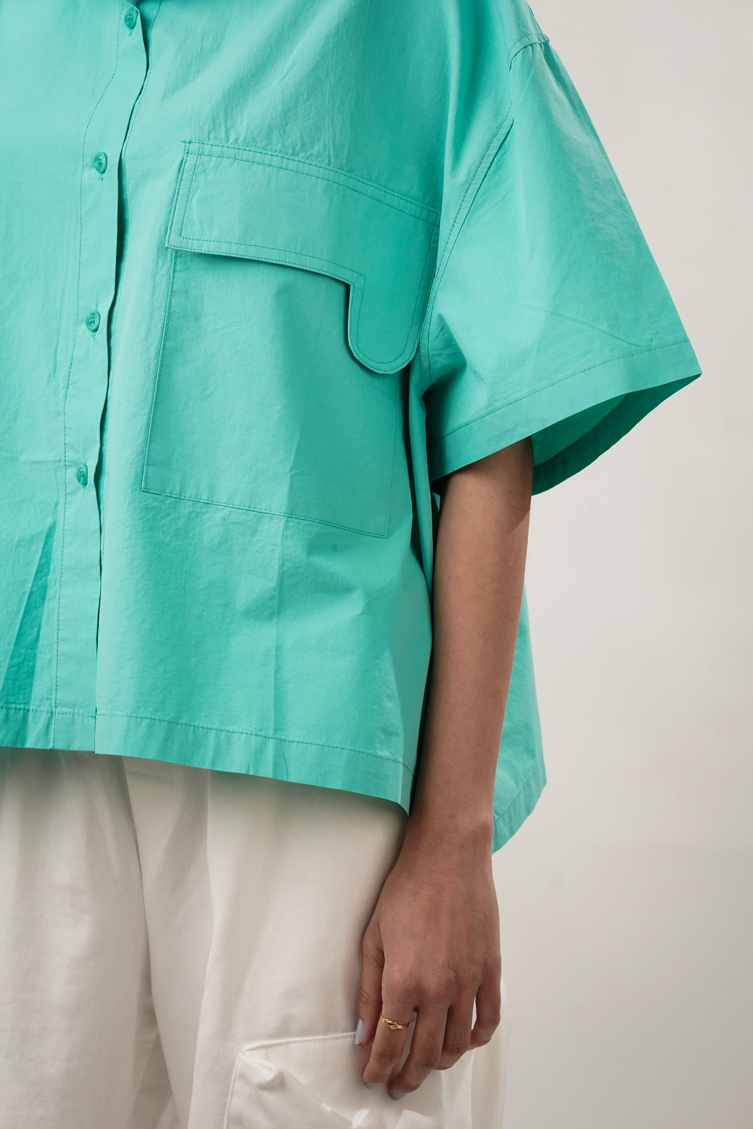 Casual summer wear aqua green shirts for women