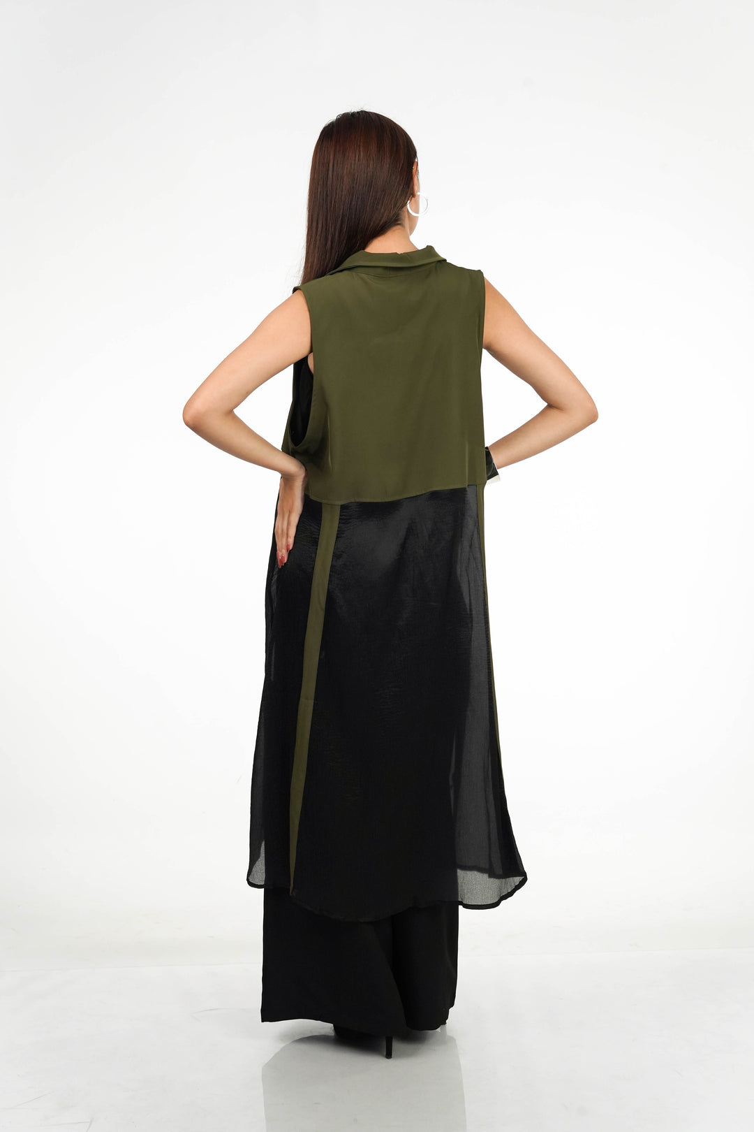 Army Green Zippered Longline Top