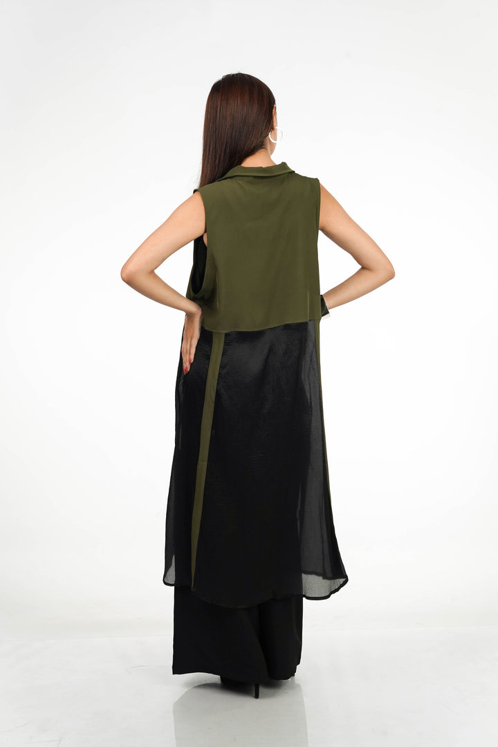 Army Green Zippered Longline Top