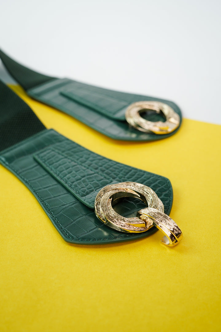 Whimsical Elegance Green Corset Waist Belt