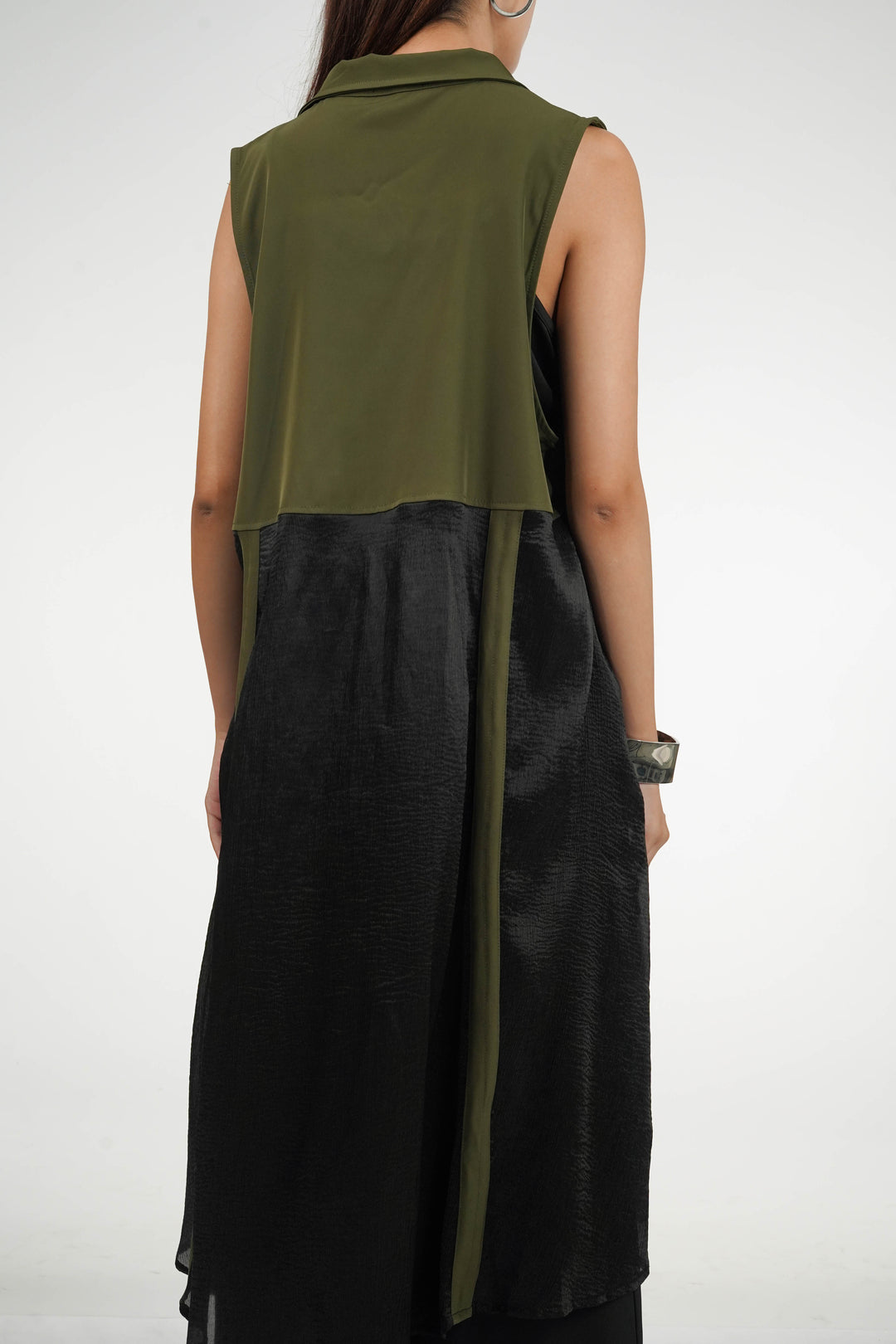 Army Green Zippered Longline Top