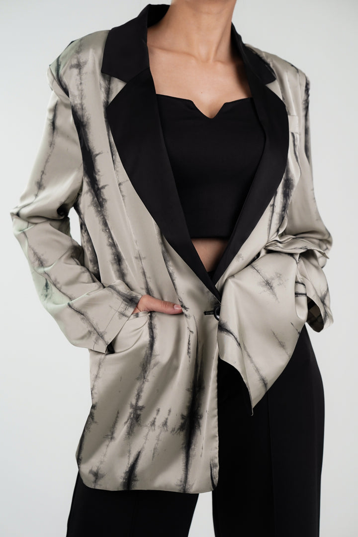 Ashen Aura Satin Shacket Blazer