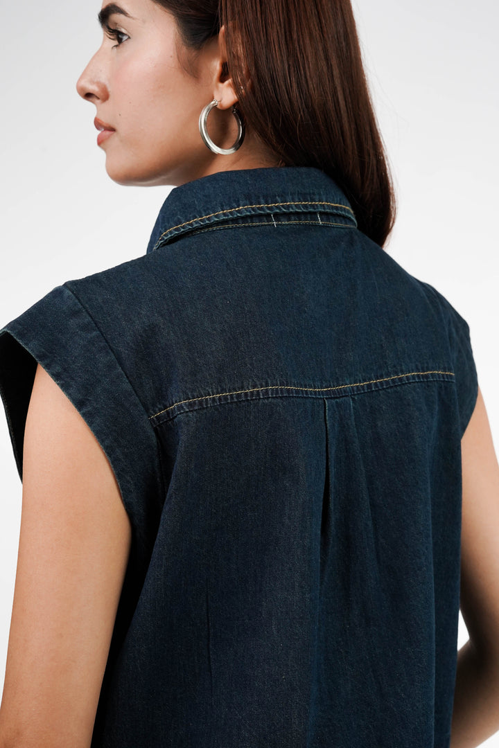 Cotton Denim Shirt And Pant Coord Set