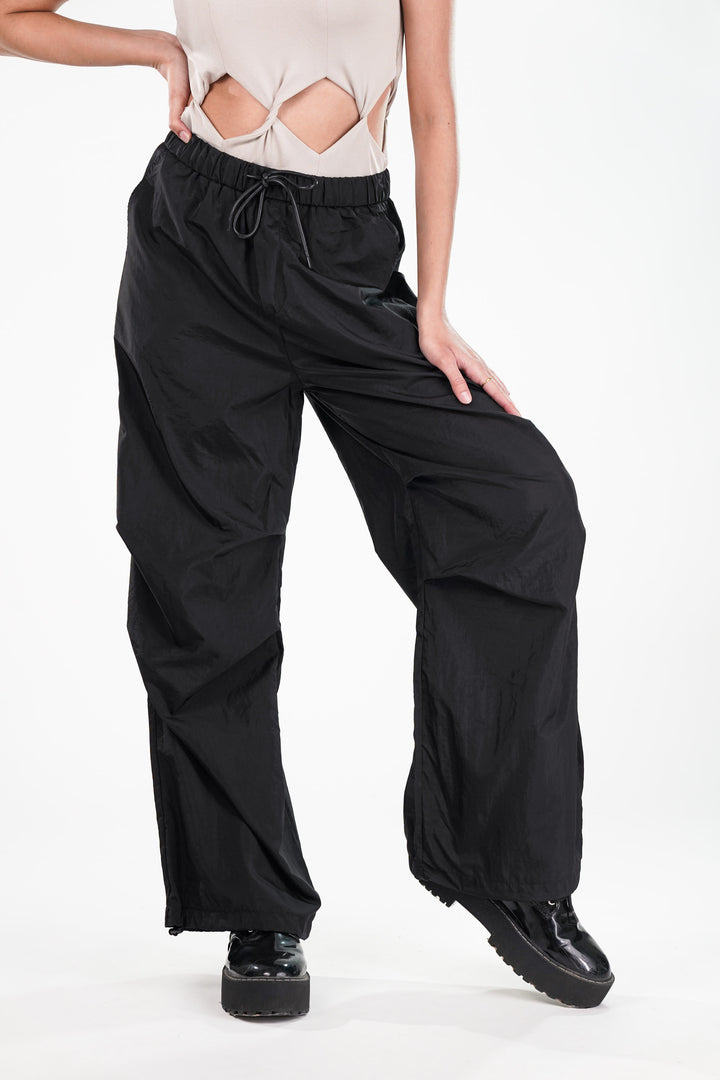 Black Cargo Pants With Detachable Skirt