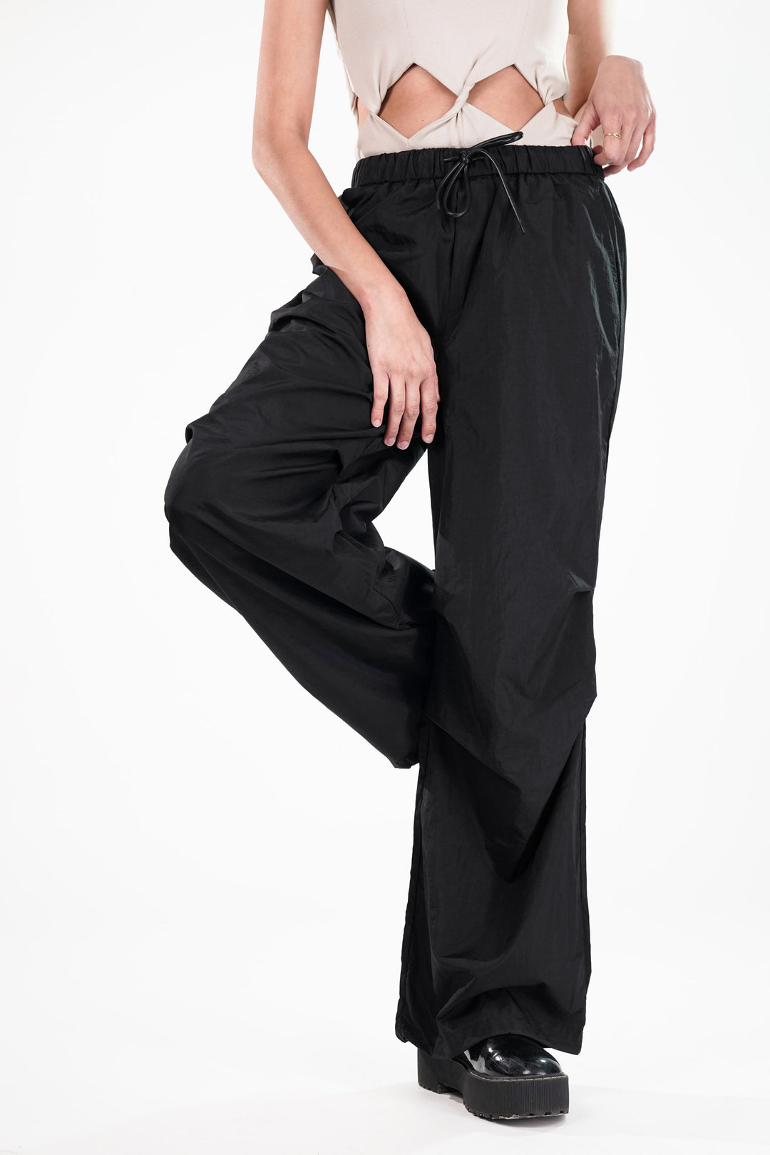 Black Cargo Pants With Detachable Skirt