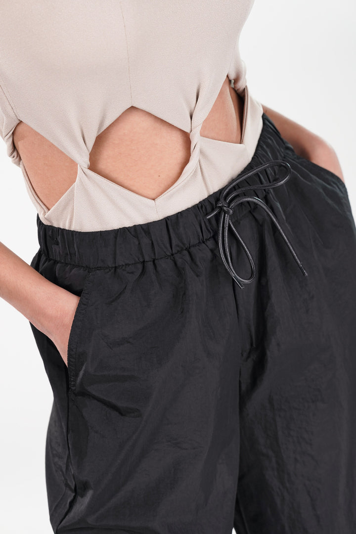 Black Cargo Pants With Detachable Skirt