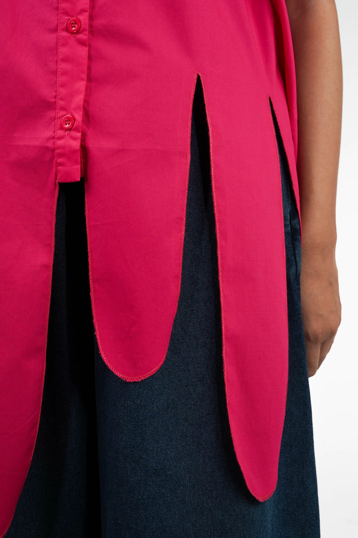 Pink Asymmetric Hem Shirt
