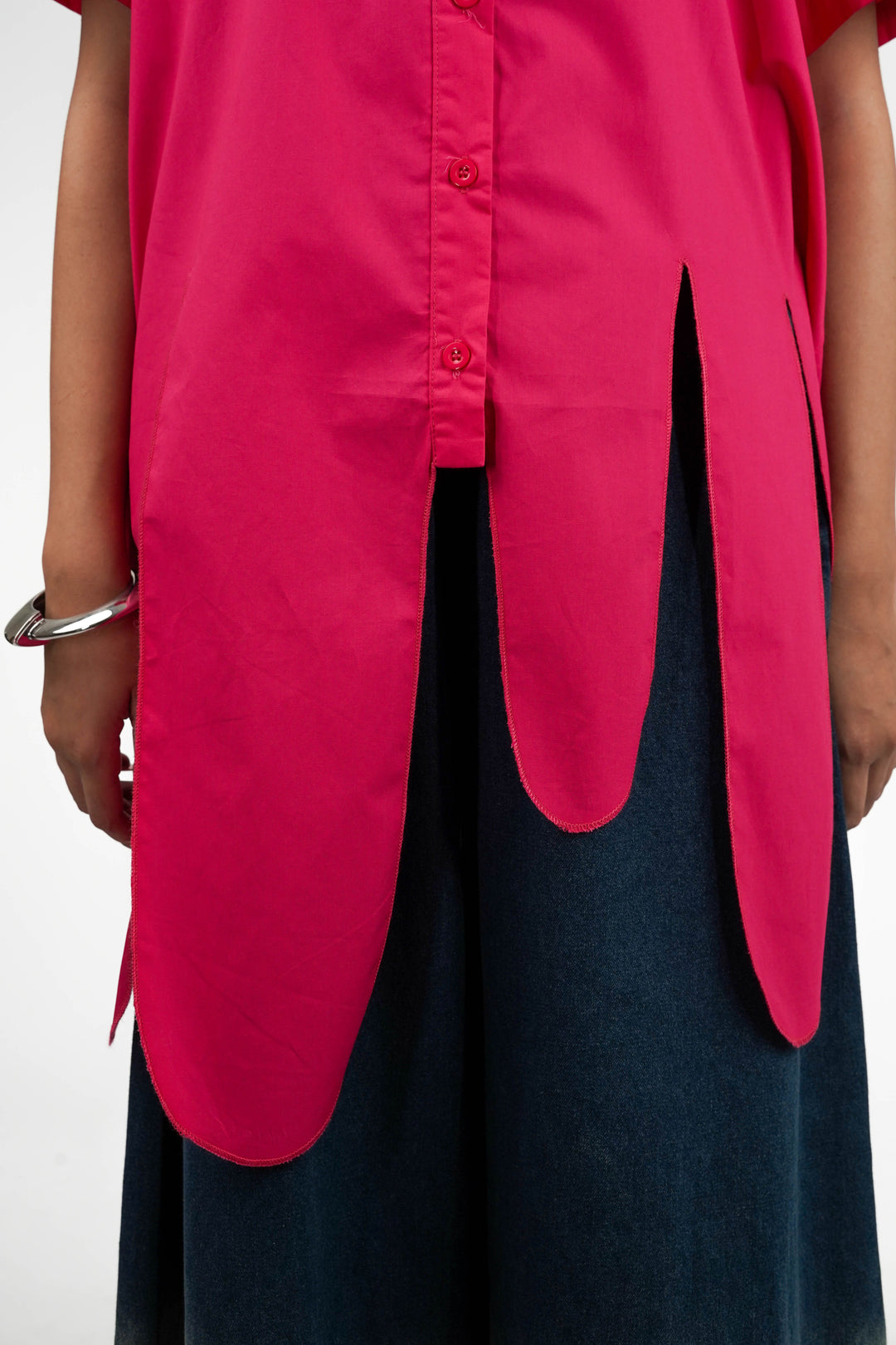 Pink Asymmetric Hem Shirt