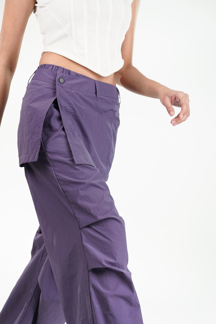 Violet Cargo Pants With Detachable Skirt