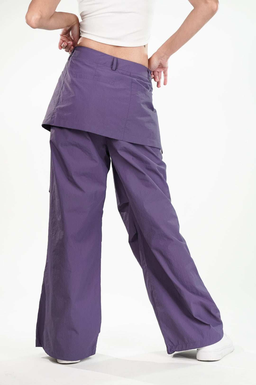 Violet Cargo Pants With Detachable Skirt