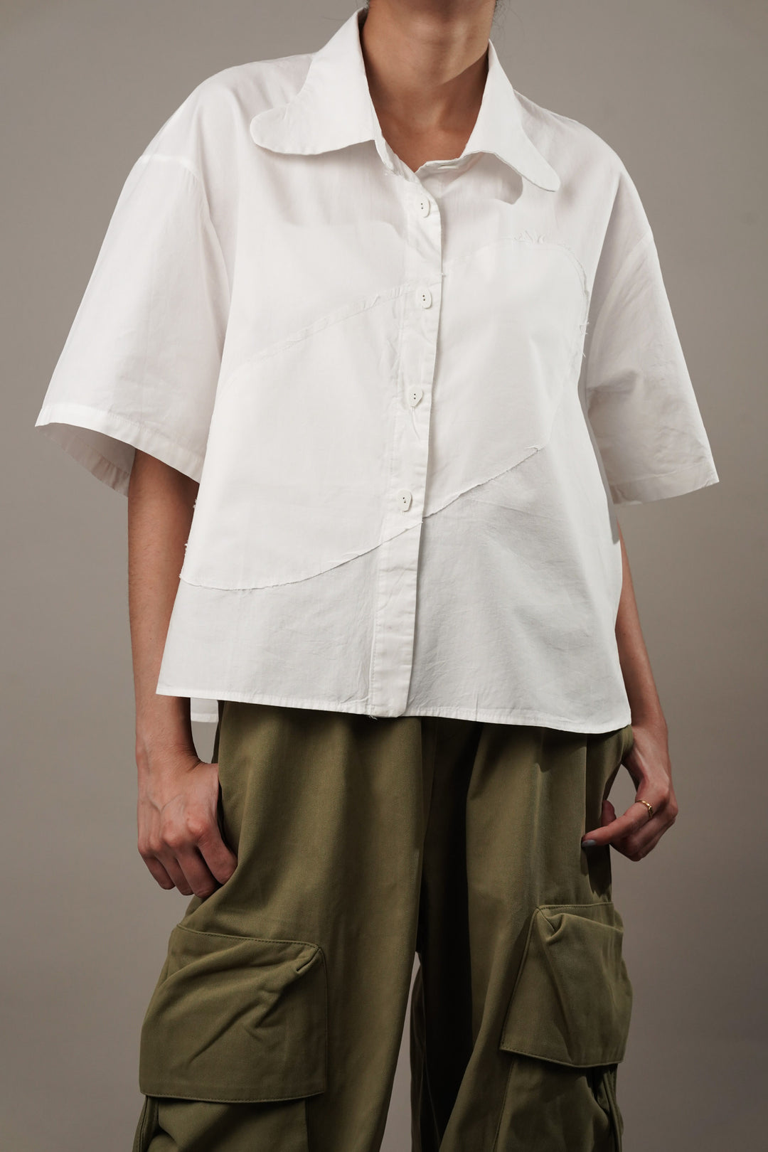 Arctic White Oversized Cotton Shirt for Women