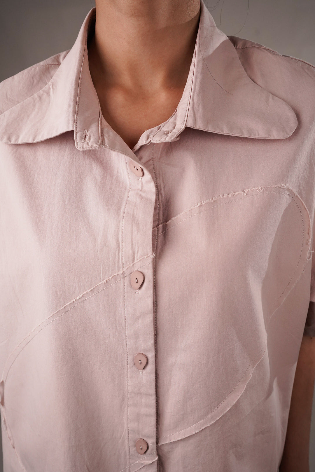 Oversized Cotton Blend Shirt in Pink