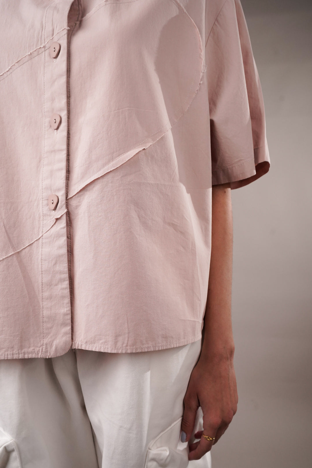 Unique Buttoned Pink Oversized Shirt