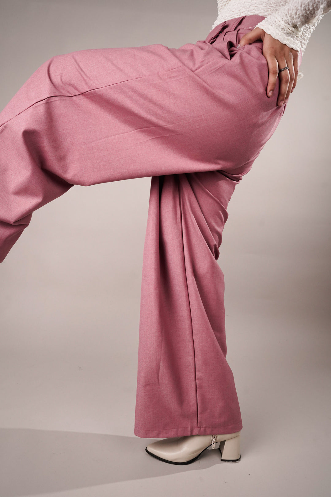 Versatile pink asymmetrical pants for daily wear