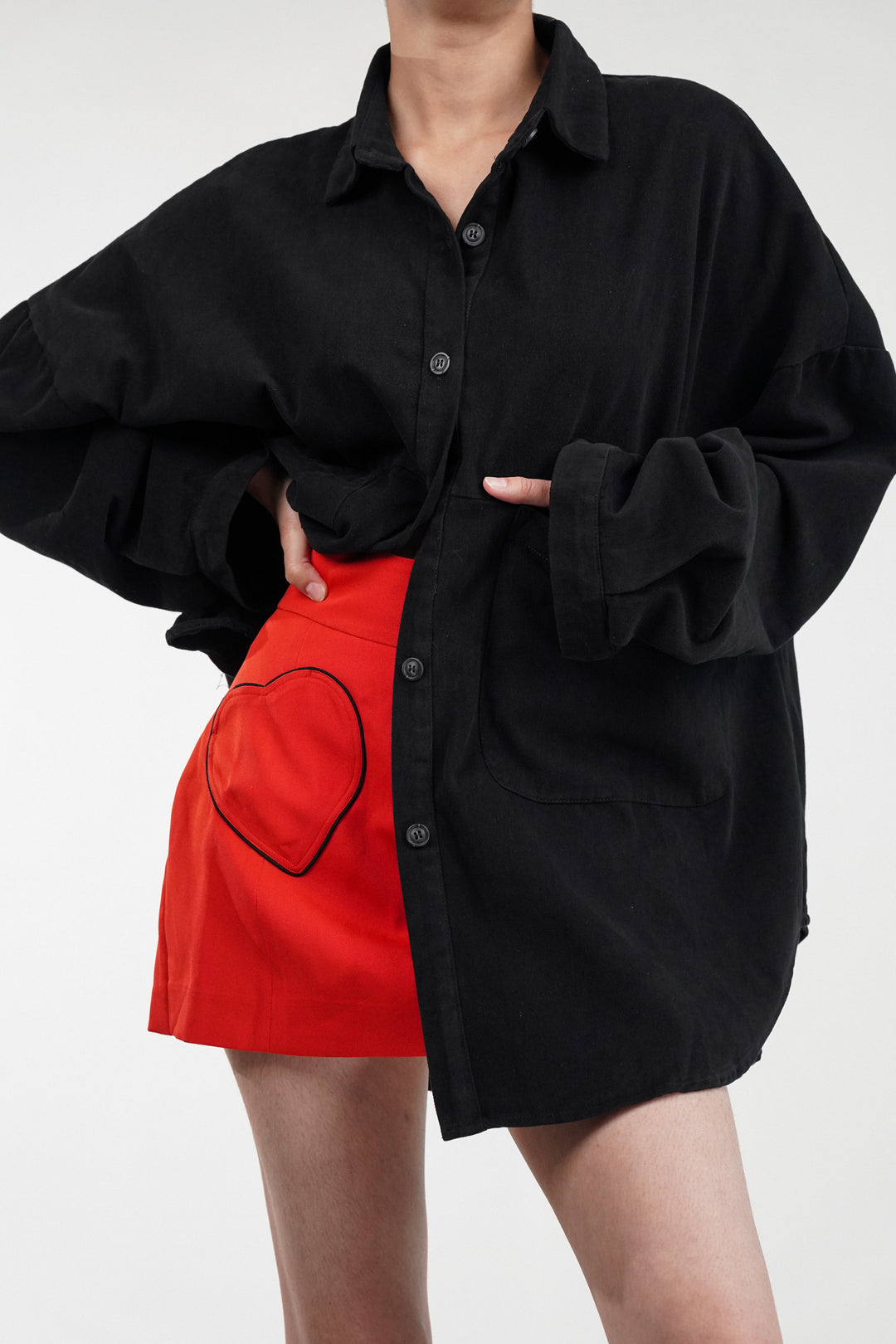 Oversized Black Shacket With Patch Pockets