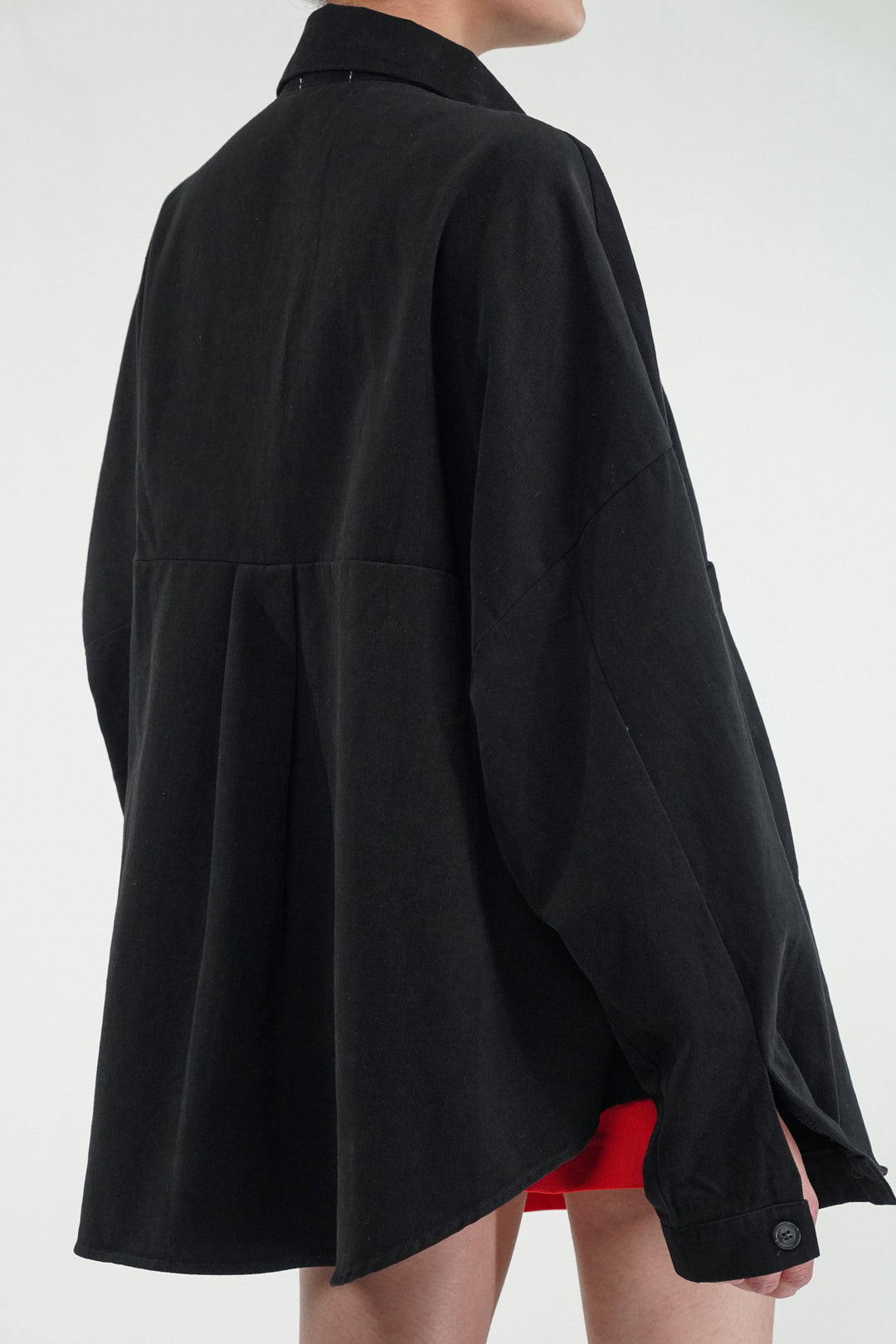 Oversized Black Shacket With Patch Pockets