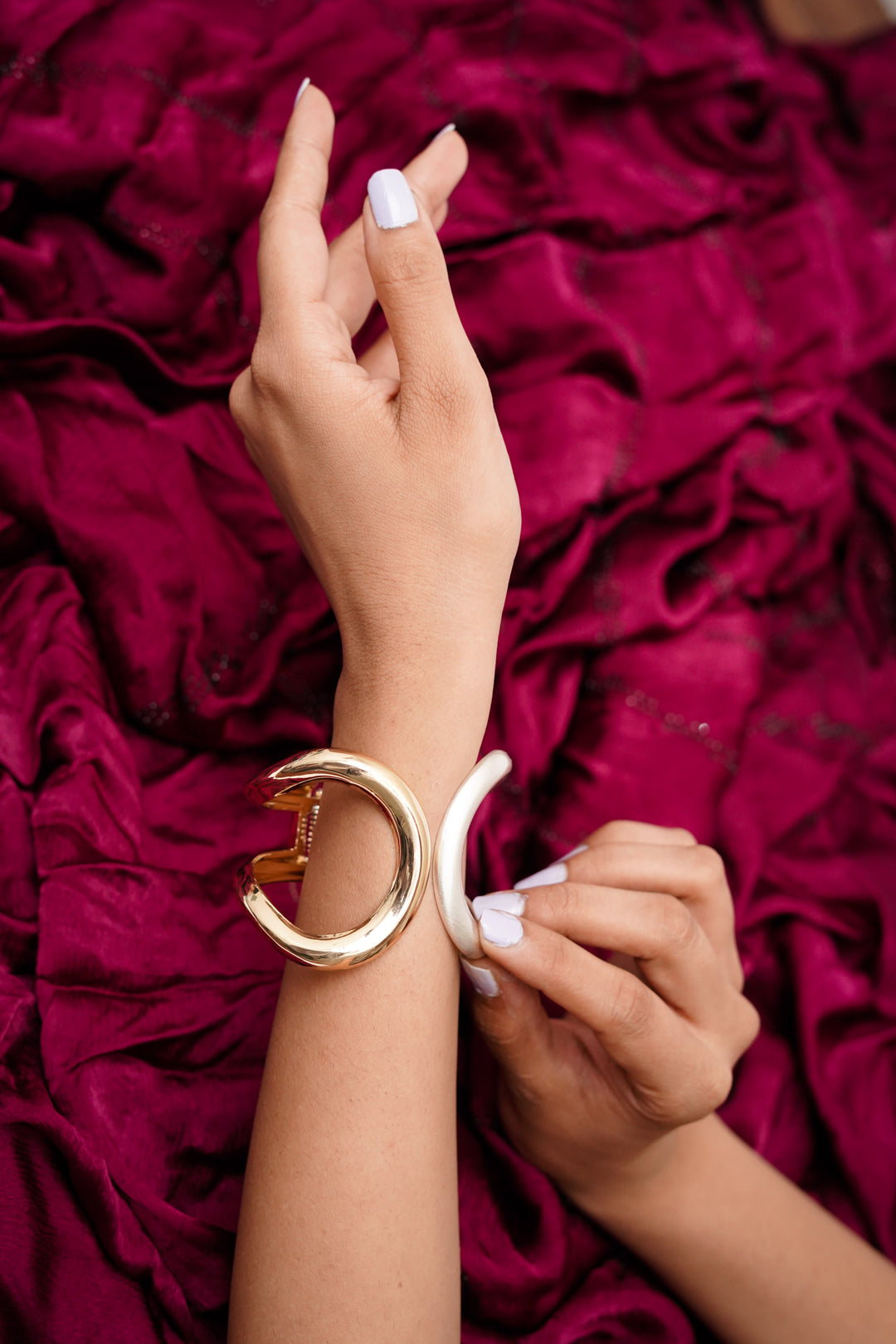 Stylish Open Cuff Bracelet in dual tones